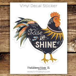 Retro Chicken Sticker, Rise and Shine