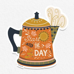 Retro Coffee Pot Sticker, Start the Day