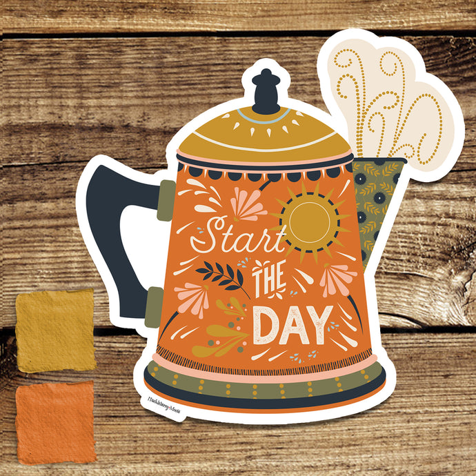 Coffee Pot Sticker, Start the Day