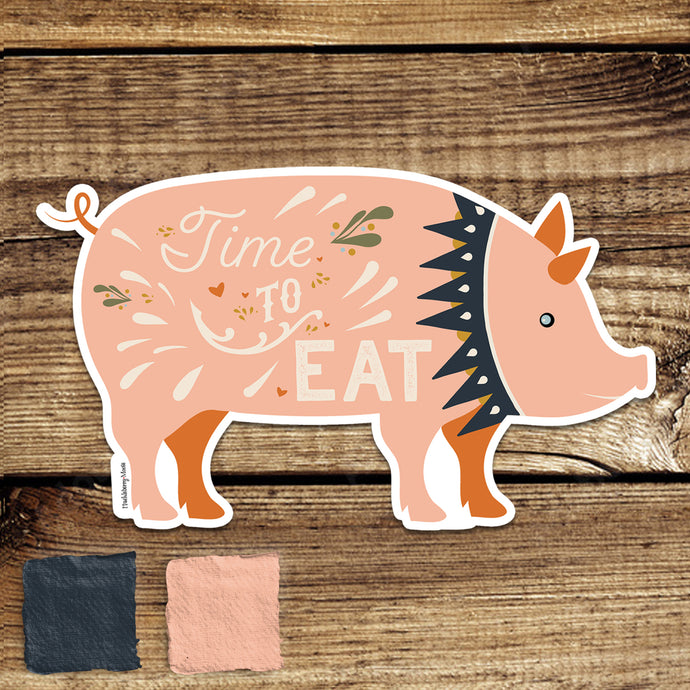 Retro Pig Sticker, Time to Eat