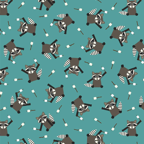 Tossed Raccoons in Teal Blue